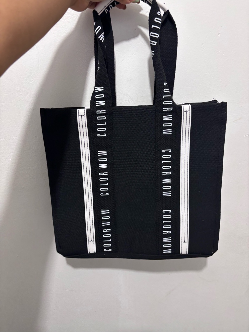 ColorWow Black Canvas Tote with Logo Straps